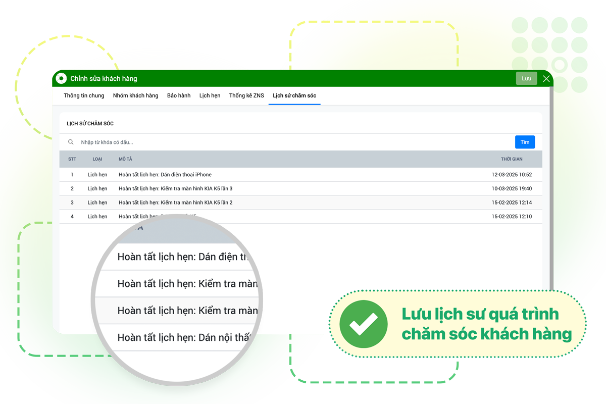 Lịch sử tương tác với khách hàng