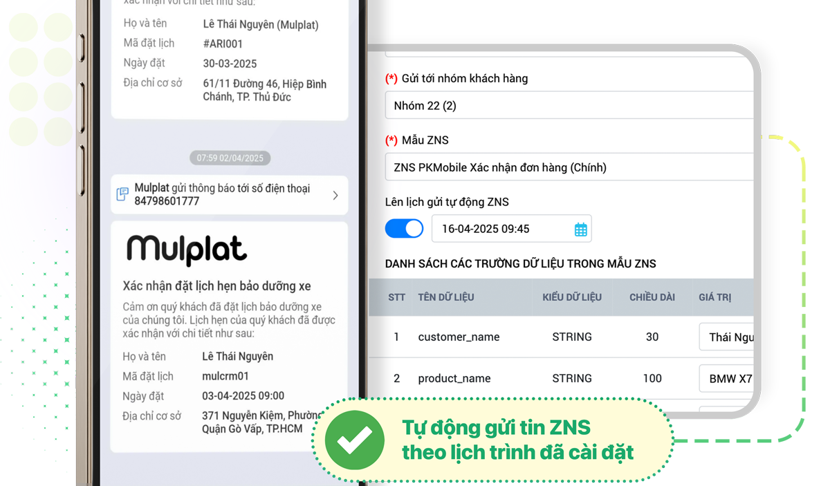 Tự động gửi ZNS theo lịch đã cài đặt