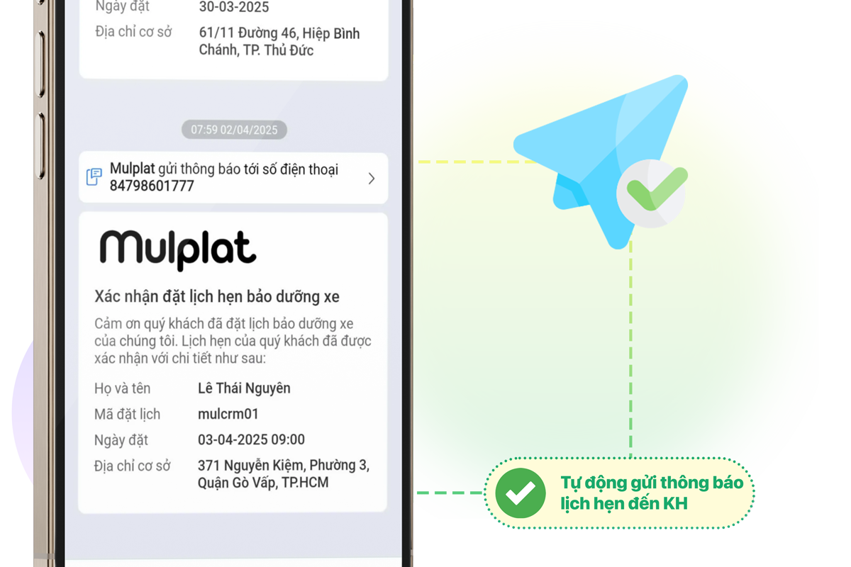Tự động thông báo ZNS tới khách hàng